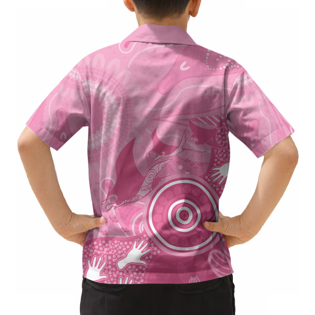 Australia Breast Cancer Support Hawaiian Shirt Pink Ribbon Manta Ray Aboriginal Art