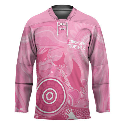 Australia Breast Cancer Support Hockey Jersey Pink Ribbon Manta Ray Aboriginal Art