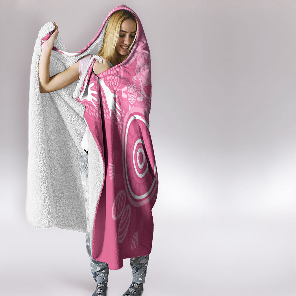 Australia Breast Cancer Support Hooded Blanket Pink Ribbon Manta Ray Aboriginal Art