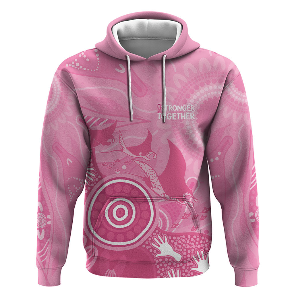 Australia Breast Cancer Support Hoodie Pink Ribbon Manta Ray Aboriginal Art