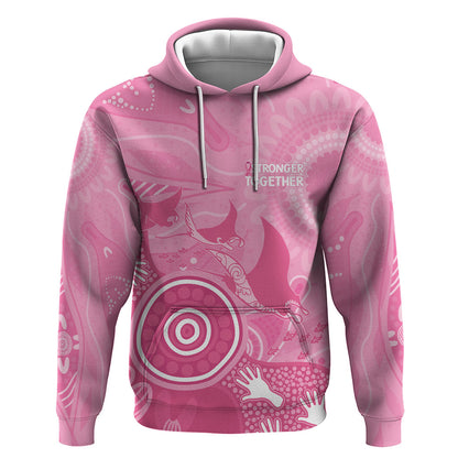Australia Breast Cancer Support Hoodie Pink Ribbon Manta Ray Aboriginal Art