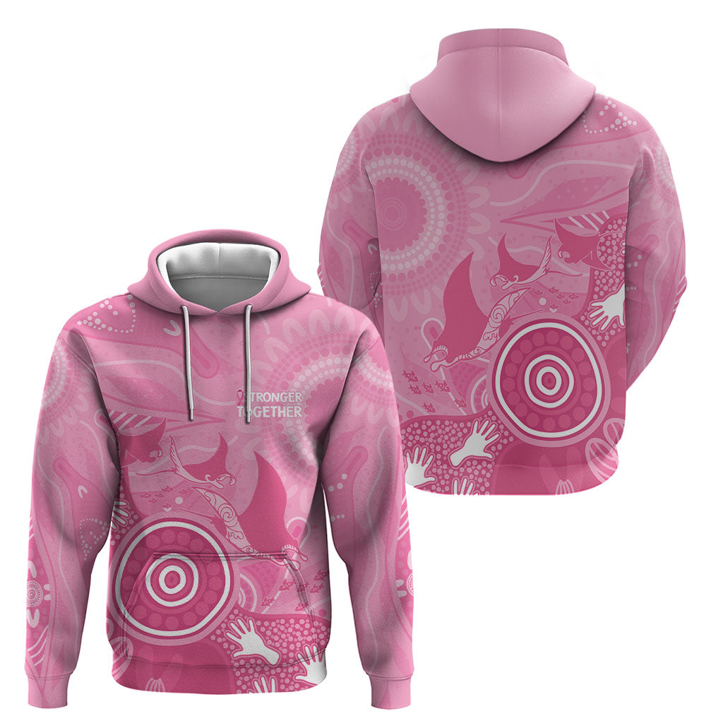 Australia Breast Cancer Support Hoodie Pink Ribbon Manta Ray Aboriginal Art