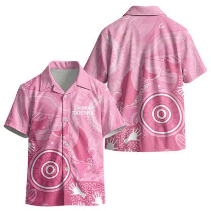 Australia Breast Cancer Support Kid Hawaiian Shirt Pink Ribbon Manta Ray Aboriginal Art