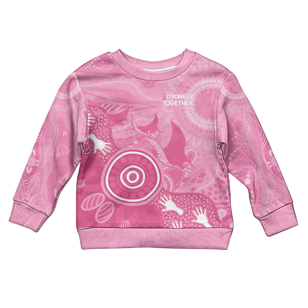 Australia Breast Cancer Support Kid Ugly Christmas Sweater Pink Ribbon Manta Ray Aboriginal Art