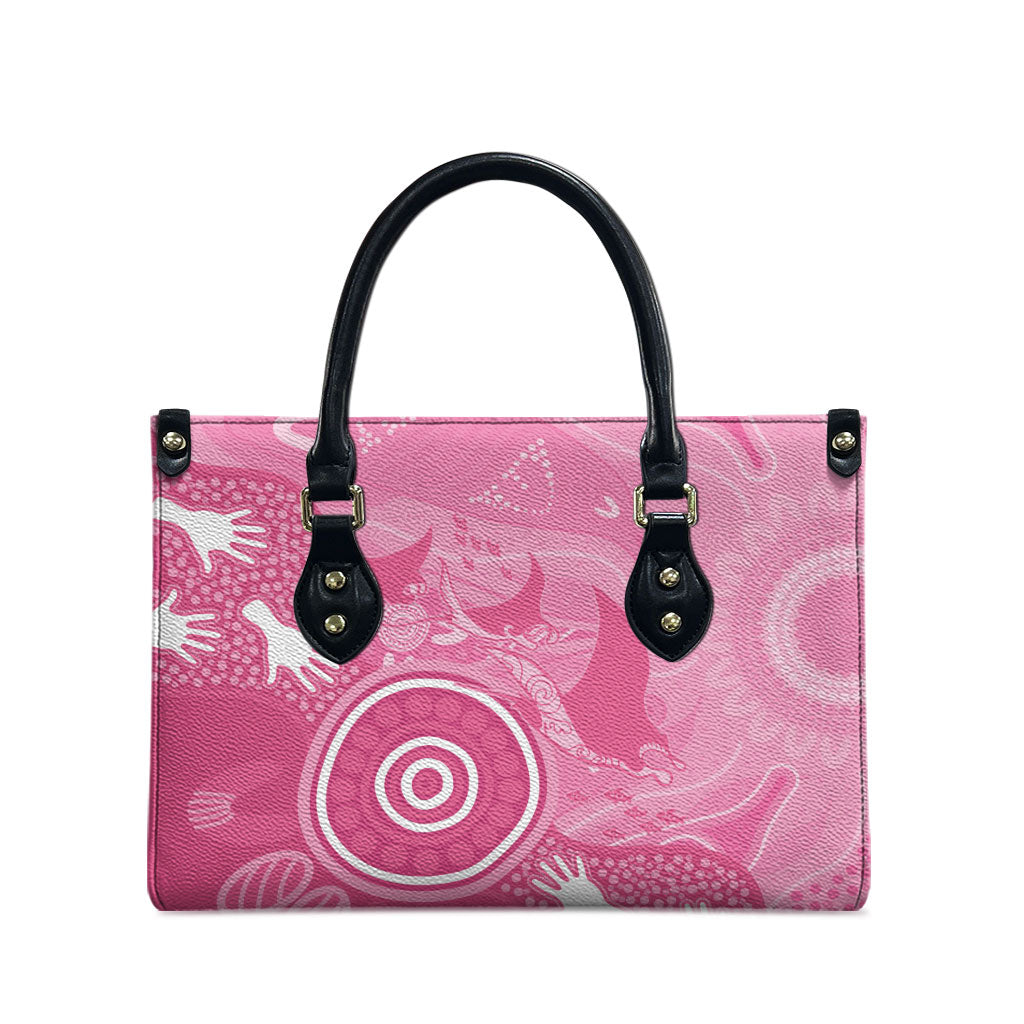 Australia Breast Cancer Support Leather Bag Pink Ribbon Manta Ray Aboriginal Art