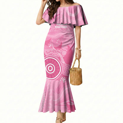 Australia Breast Cancer Support Mermaid Dress Pink Ribbon Manta Ray Aboriginal Art