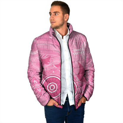Australia Breast Cancer Support Padded Jacket Pink Ribbon Manta Ray Aboriginal Art