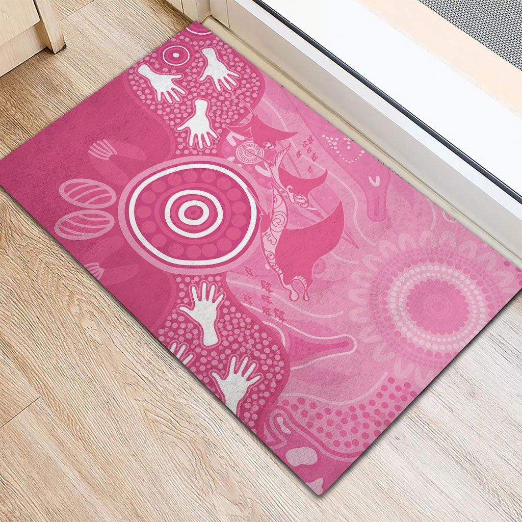 Australia Breast Cancer Support Rubber Doormat Pink Ribbon Manta Ray Aboriginal Art