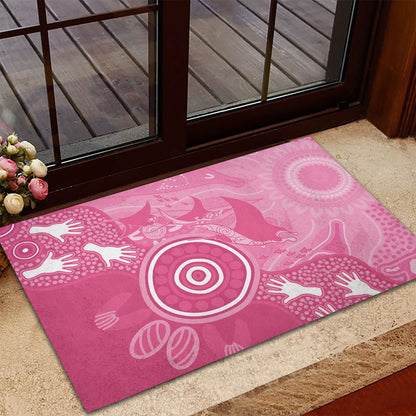 Australia Breast Cancer Support Rubber Doormat Pink Ribbon Manta Ray Aboriginal Art
