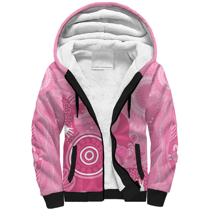 Australia Breast Cancer Support Sherpa Hoodie Pink Ribbon Manta Ray Aboriginal Art