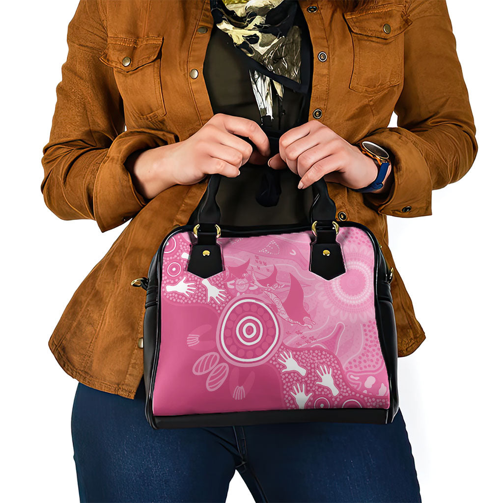 Australia Breast Cancer Support Shoulder Handbag Pink Ribbon Manta Ray Aboriginal Art