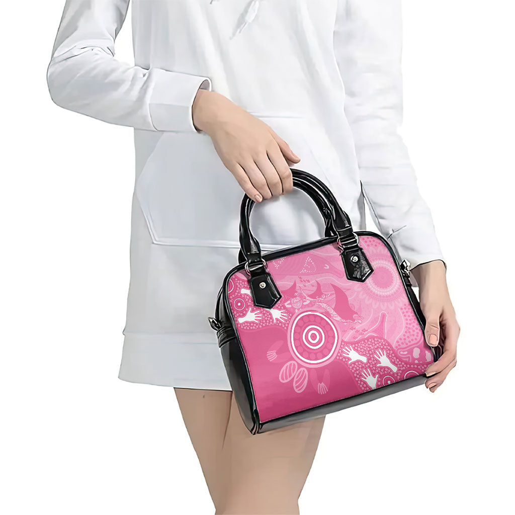 Australia Breast Cancer Support Shoulder Handbag Pink Ribbon Manta Ray Aboriginal Art