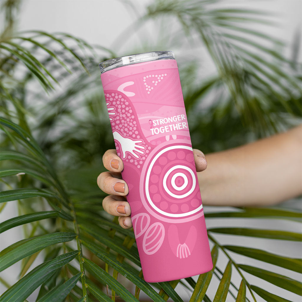 Australia Breast Cancer Support Skinny Tumbler Pink Ribbon Manta Ray Aboriginal Art