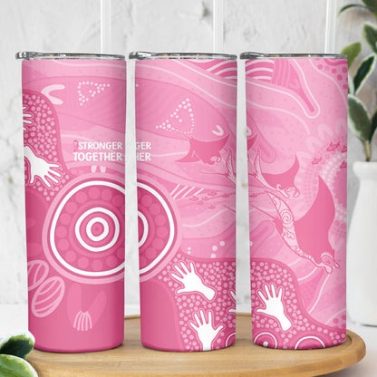 Australia Breast Cancer Support Skinny Tumbler Pink Ribbon Manta Ray Aboriginal Art