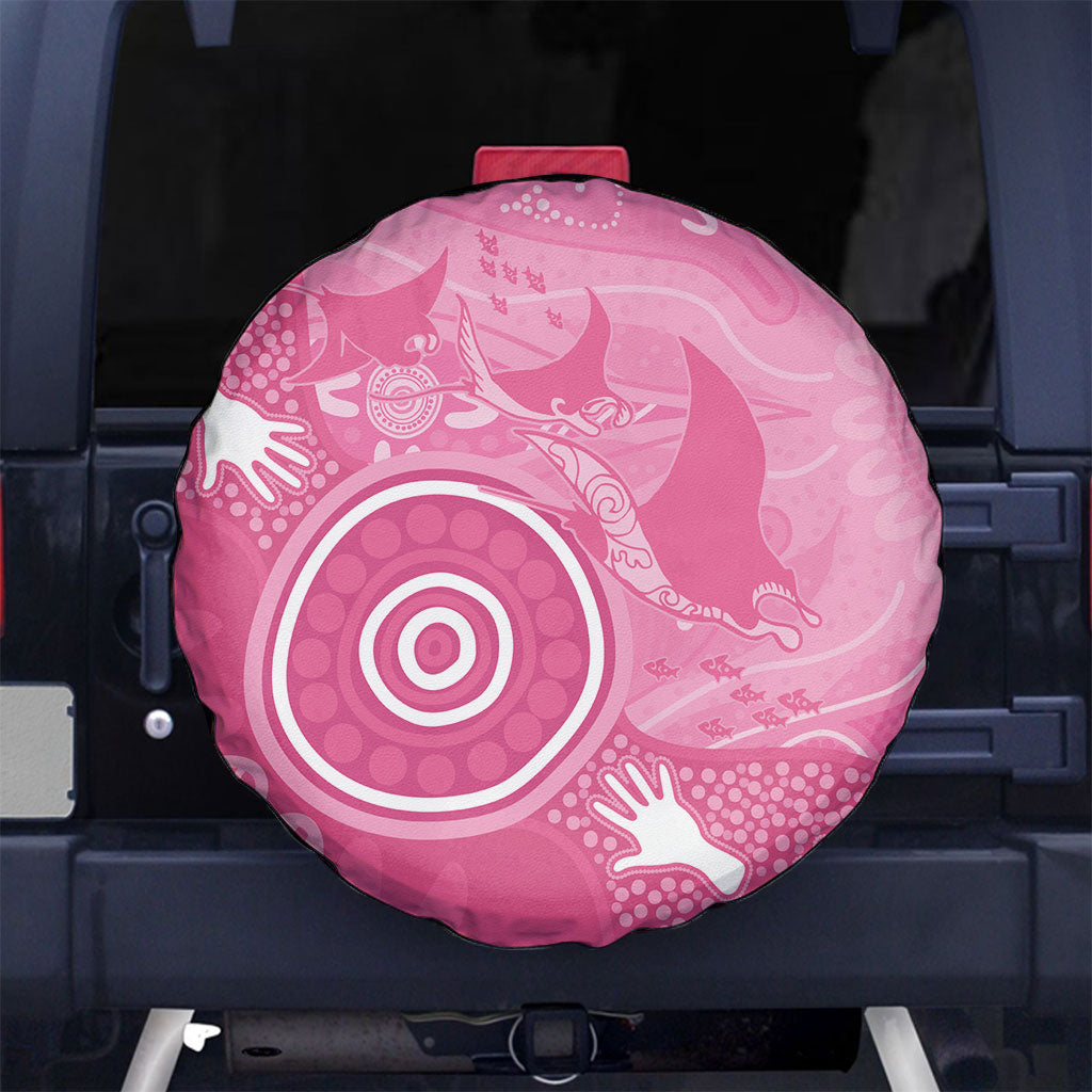 Australia Breast Cancer Support Spare Tire Cover Pink Ribbon Manta Ray Aboriginal Art
