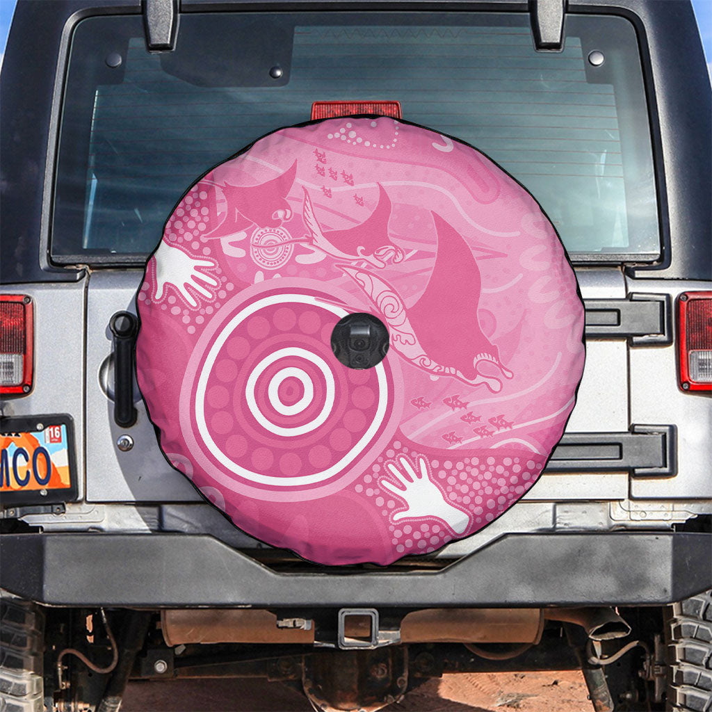 Australia Breast Cancer Support Spare Tire Cover Pink Ribbon Manta Ray Aboriginal Art