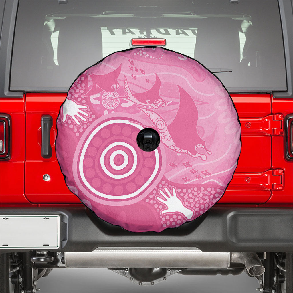 Australia Breast Cancer Support Spare Tire Cover Pink Ribbon Manta Ray Aboriginal Art