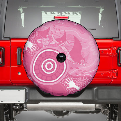 Australia Breast Cancer Support Spare Tire Cover Pink Ribbon Manta Ray Aboriginal Art