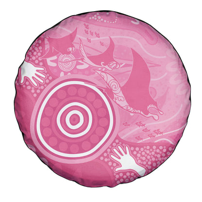 Australia Breast Cancer Support Spare Tire Cover Pink Ribbon Manta Ray Aboriginal Art