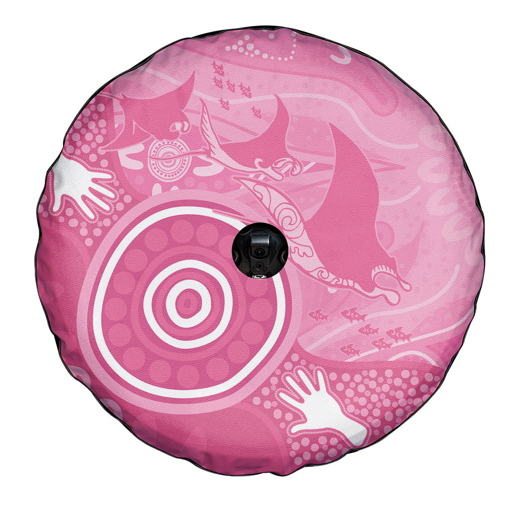 Australia Breast Cancer Support Spare Tire Cover Pink Ribbon Manta Ray Aboriginal Art