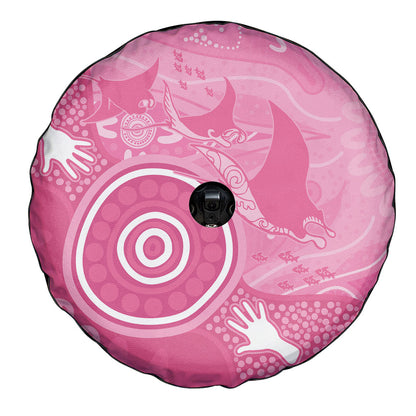 Australia Breast Cancer Support Spare Tire Cover Pink Ribbon Manta Ray Aboriginal Art