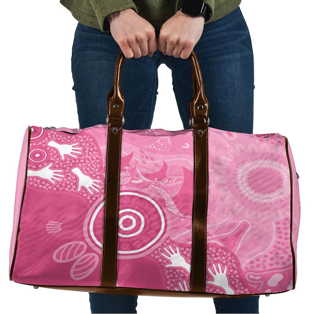 Australia Breast Cancer Support Travel Bag Pink Ribbon Manta Ray Aboriginal Art