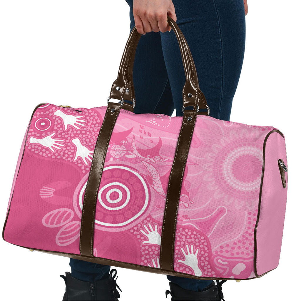 Australia Breast Cancer Support Travel Bag Pink Ribbon Manta Ray Aboriginal Art