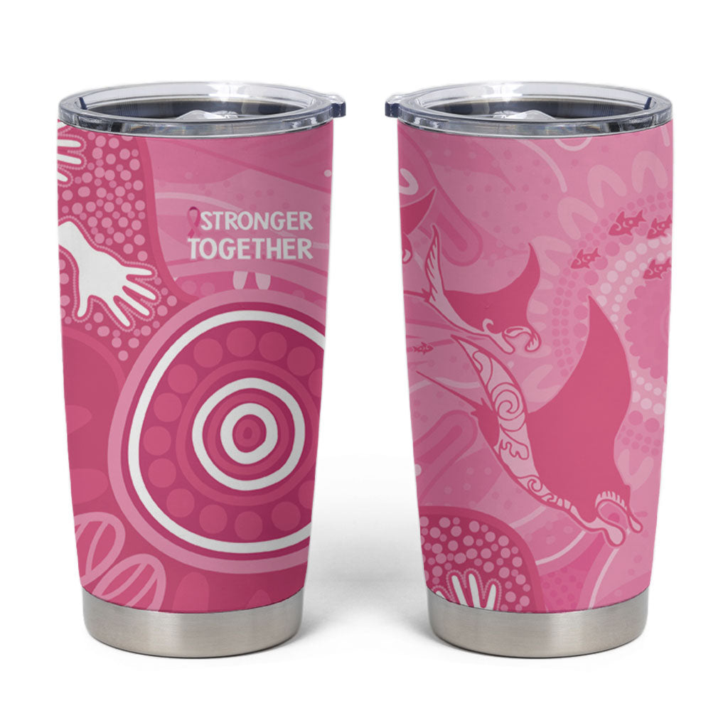 Australia Breast Cancer Support Tumbler Cup Pink Ribbon Manta Ray Aboriginal Art