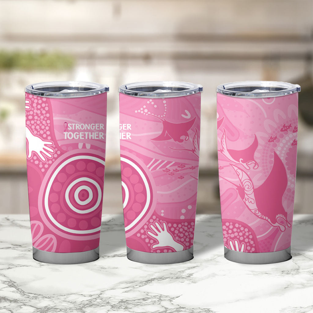 Australia Breast Cancer Support Tumbler Cup Pink Ribbon Manta Ray Aboriginal Art