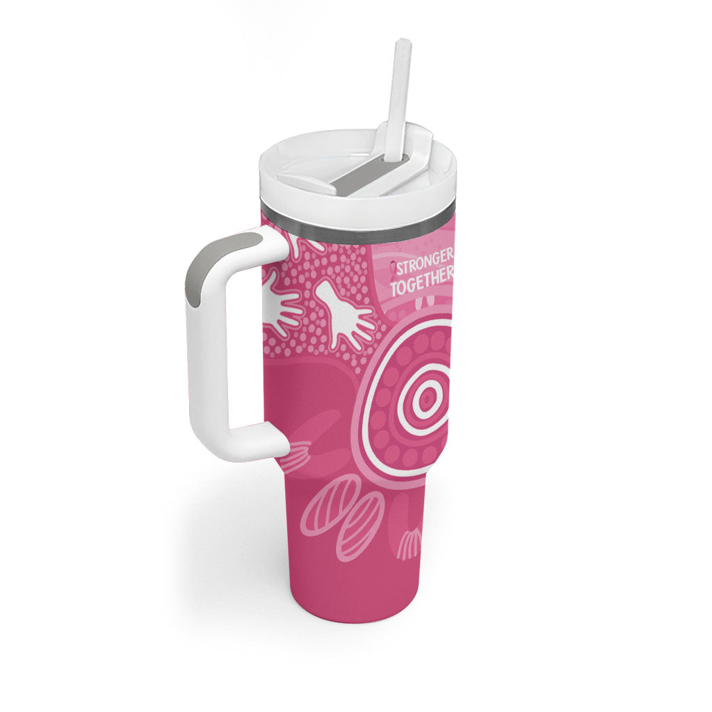 Australia Breast Cancer Support Tumbler With Handle Pink Ribbon Manta Ray Aboriginal Art
