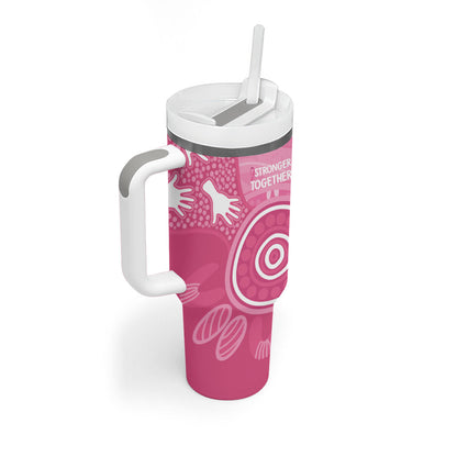 Australia Breast Cancer Support Tumbler With Handle Pink Ribbon Manta Ray Aboriginal Art