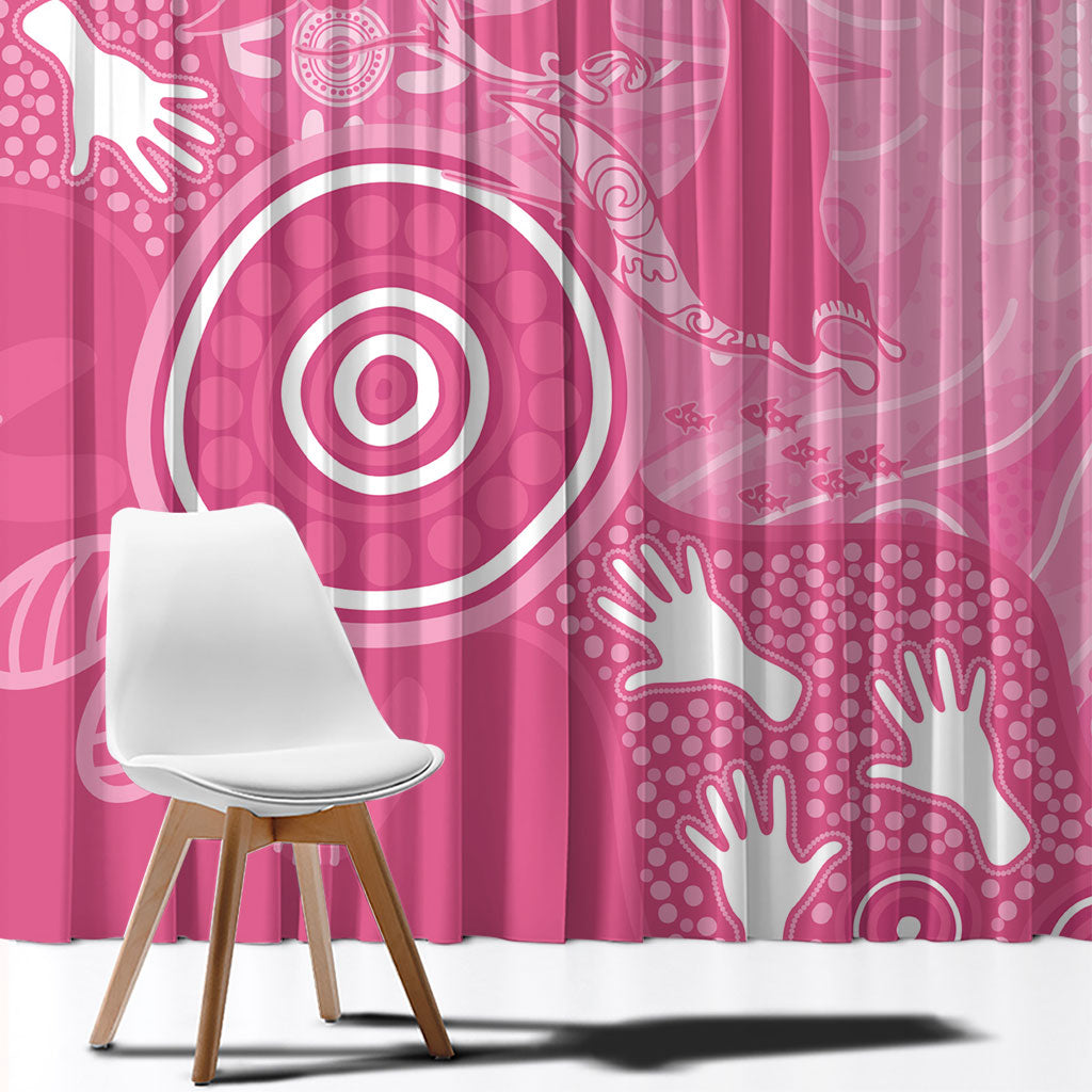 Australia Breast Cancer Support Window Curtain Pink Ribbon Manta Ray Aboriginal Art