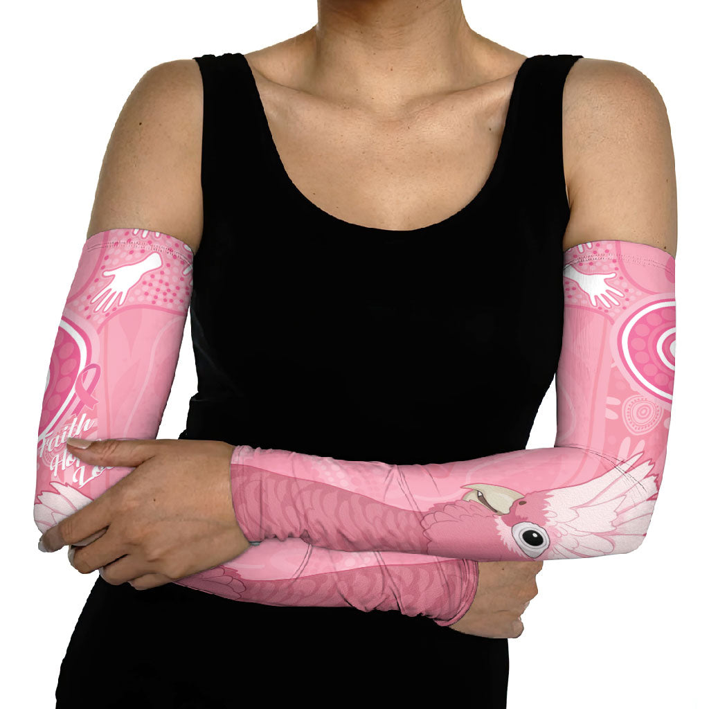 Australia Breast Cancer Support Arm Sleeves Galah Faith Hope Love Pink Month