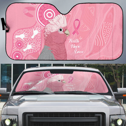 Australia Breast Cancer Support Auto Sun Shade Galah Faith Hope Love Pink Month