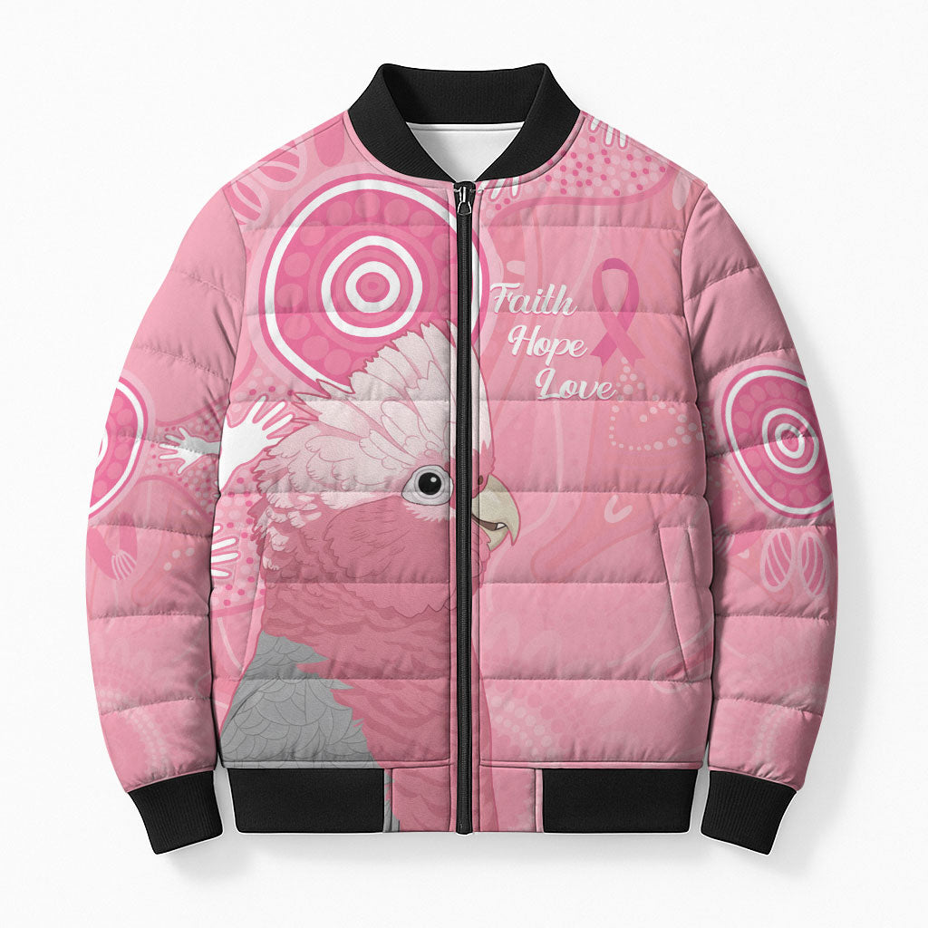 Australia Breast Cancer Support Bomber Puffer Jacket Galah Faith Hope Love Pink Month