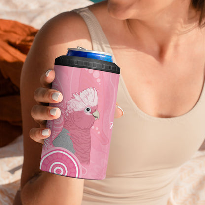 Australia Breast Cancer Support 4 in 1 Can Cooler Tumbler Galah Faith Hope Love Pink Month