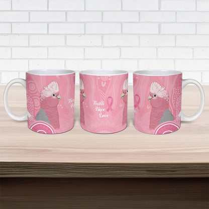 Australia Breast Cancer Support Ceramic Mug Galah Faith Hope Love Pink Month