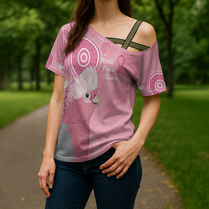 Australia Breast Cancer Support Cross Shoulder Shirt Galah Faith Hope Love Pink Month