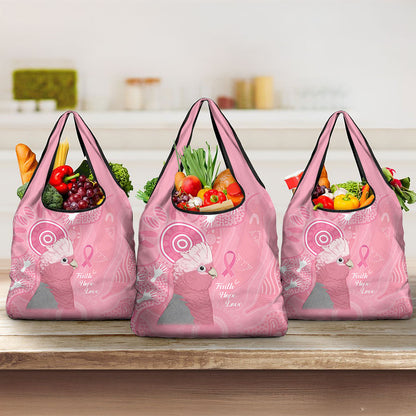 Australia Breast Cancer Support Grocery Bag Galah Faith Hope Love Pink Month