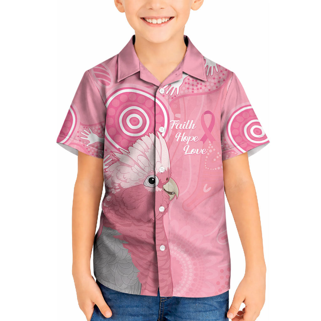 Australia Breast Cancer Support Kid Hawaiian Shirt Galah Faith Hope Love Pink Month