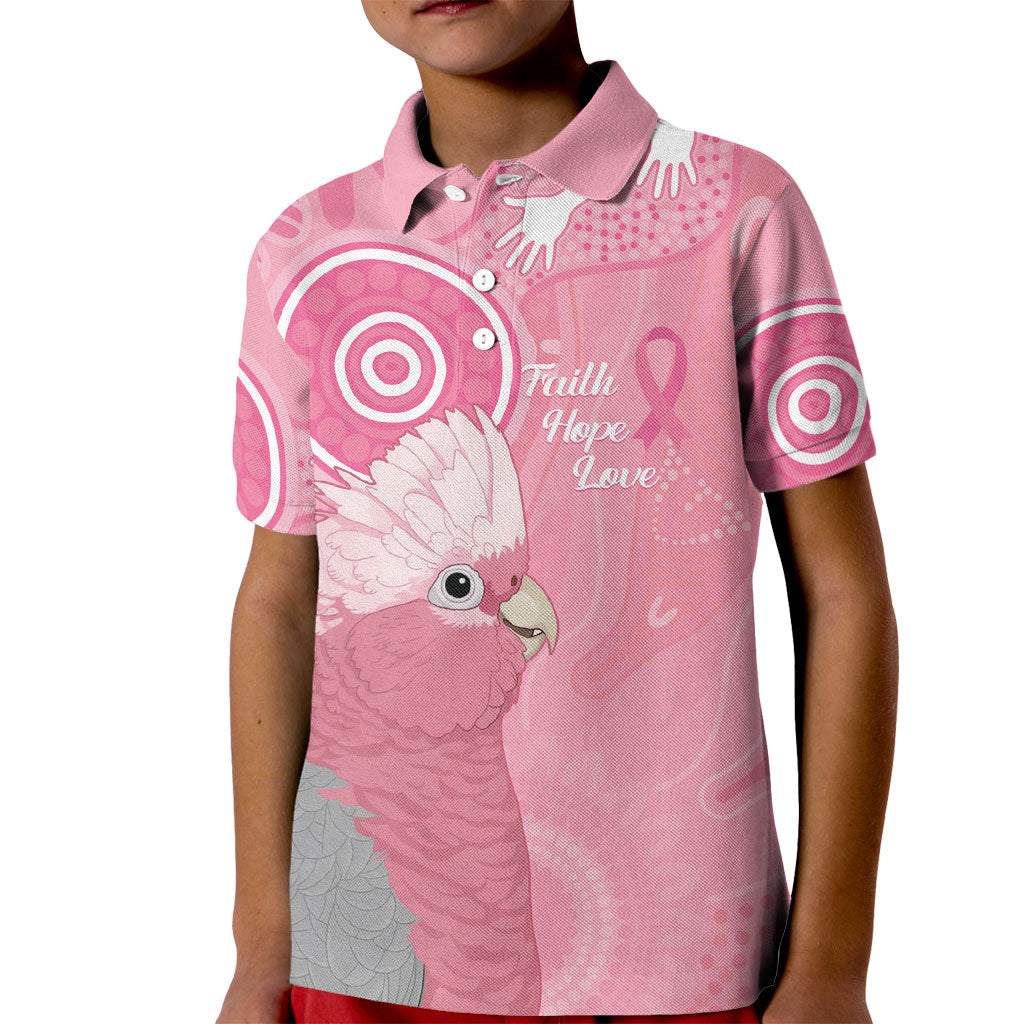 Australia Breast Cancer Support Kid Polo Shirt Galah Faith Hope Love Pink Month