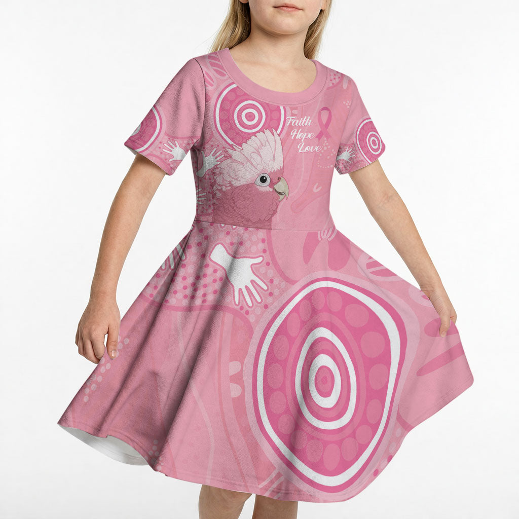 Australia Breast Cancer Support Kid Short Sleeve Dress Galah Faith Hope Love Pink Month