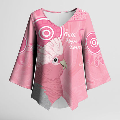 Australia Breast Cancer Support Kimono Sleeve Blouse Galah Faith Hope Love Pink Month