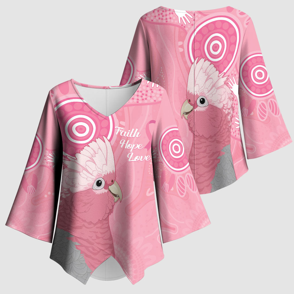 Australia Breast Cancer Support Kimono Sleeve Blouse Galah Faith Hope Love Pink Month
