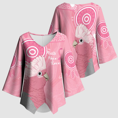 Australia Breast Cancer Support Kimono Sleeve Blouse Galah Faith Hope Love Pink Month