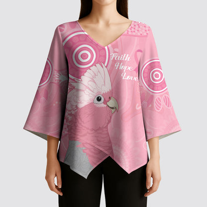 Australia Breast Cancer Support Kimono Sleeve Blouse Galah Faith Hope Love Pink Month