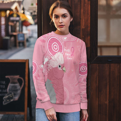 Australia Breast Cancer Support Ugly Christmas Sweater Galah Faith Hope Love Pink Month