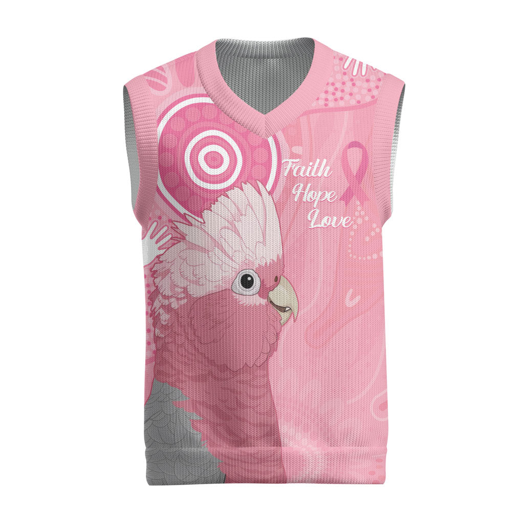 Australia Breast Cancer Support Christmas Knitted V-Neck Vest Galah Faith Hope Love Pink Month