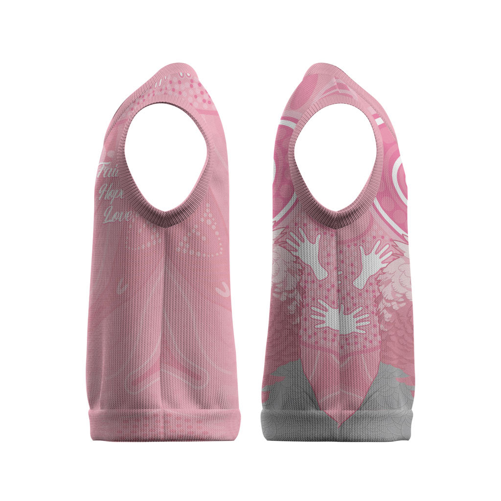 Australia Breast Cancer Support Christmas Knitted V-Neck Vest Galah Faith Hope Love Pink Month