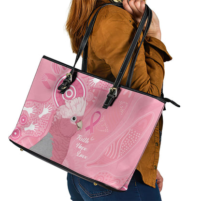 Australia Breast Cancer Support Leather Tote Bag Galah Faith Hope Love Pink Month